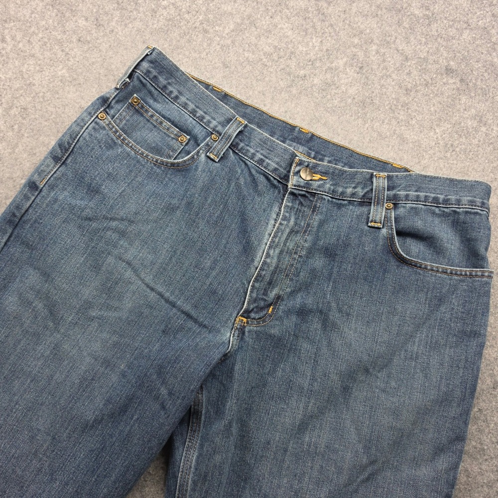 Carhartt Mens Relaxed Fit Straight Leg Blue Denim Jeans Medium Wash 38x29